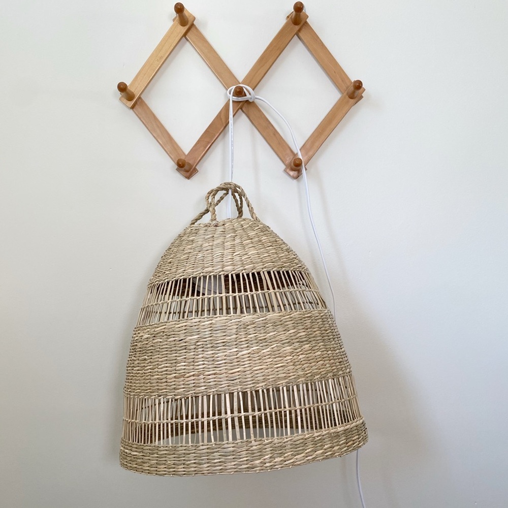 IKEA torared basket lamp shade with cord.